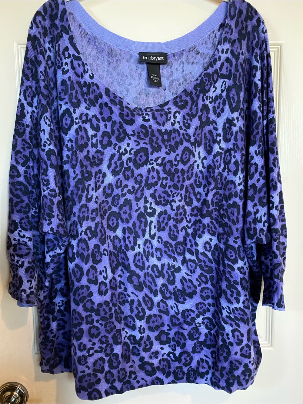 Lane Bryant Purple and Black Leopard Scoop Neck Pullover